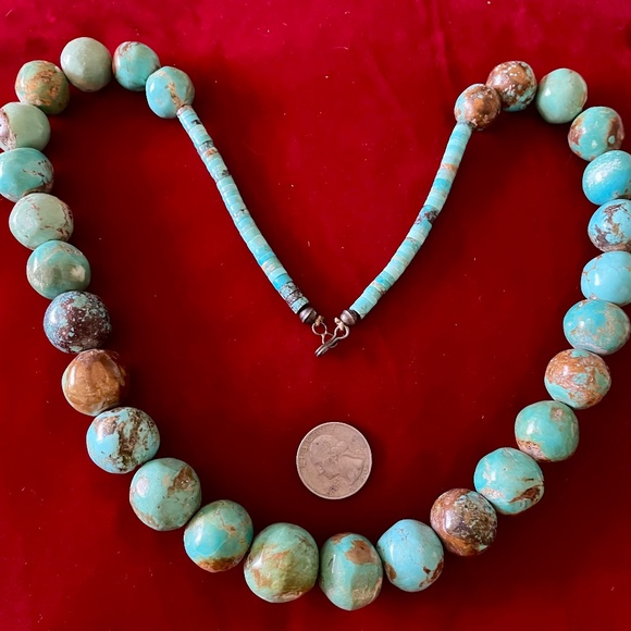 Turquoise Authentic marble sized necklace, 27" - Picture 1 of 1